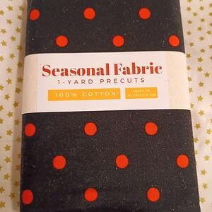 Seasonal Fabric 1-Yard Precuts - Black with Orange Polka Dots